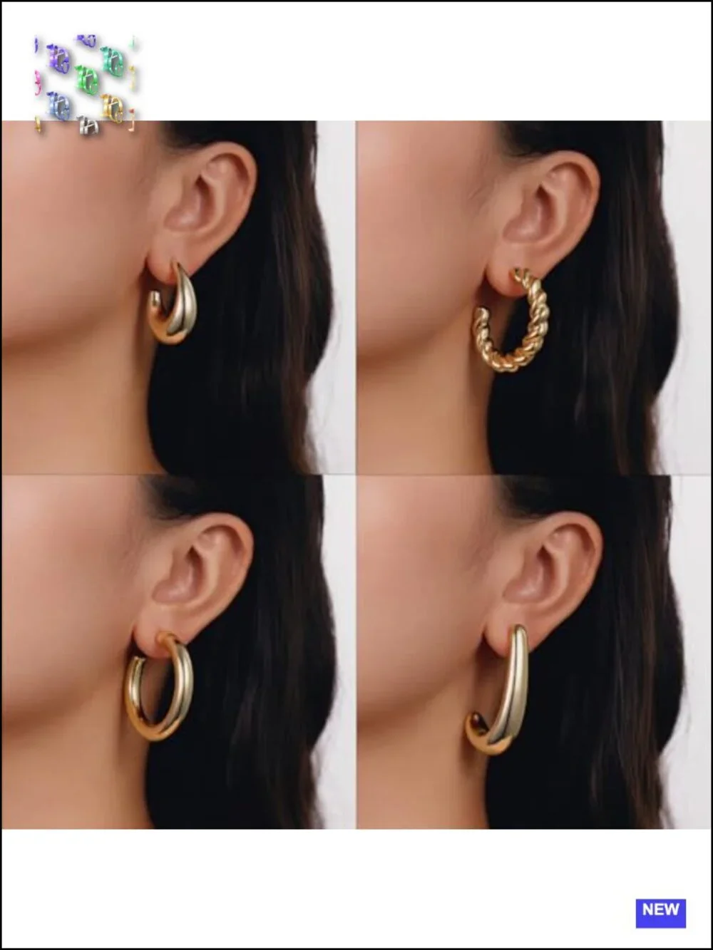 12 Pairs Chunky Gold Plated Hoop Earrings Statement Jewelry Set Lightweight